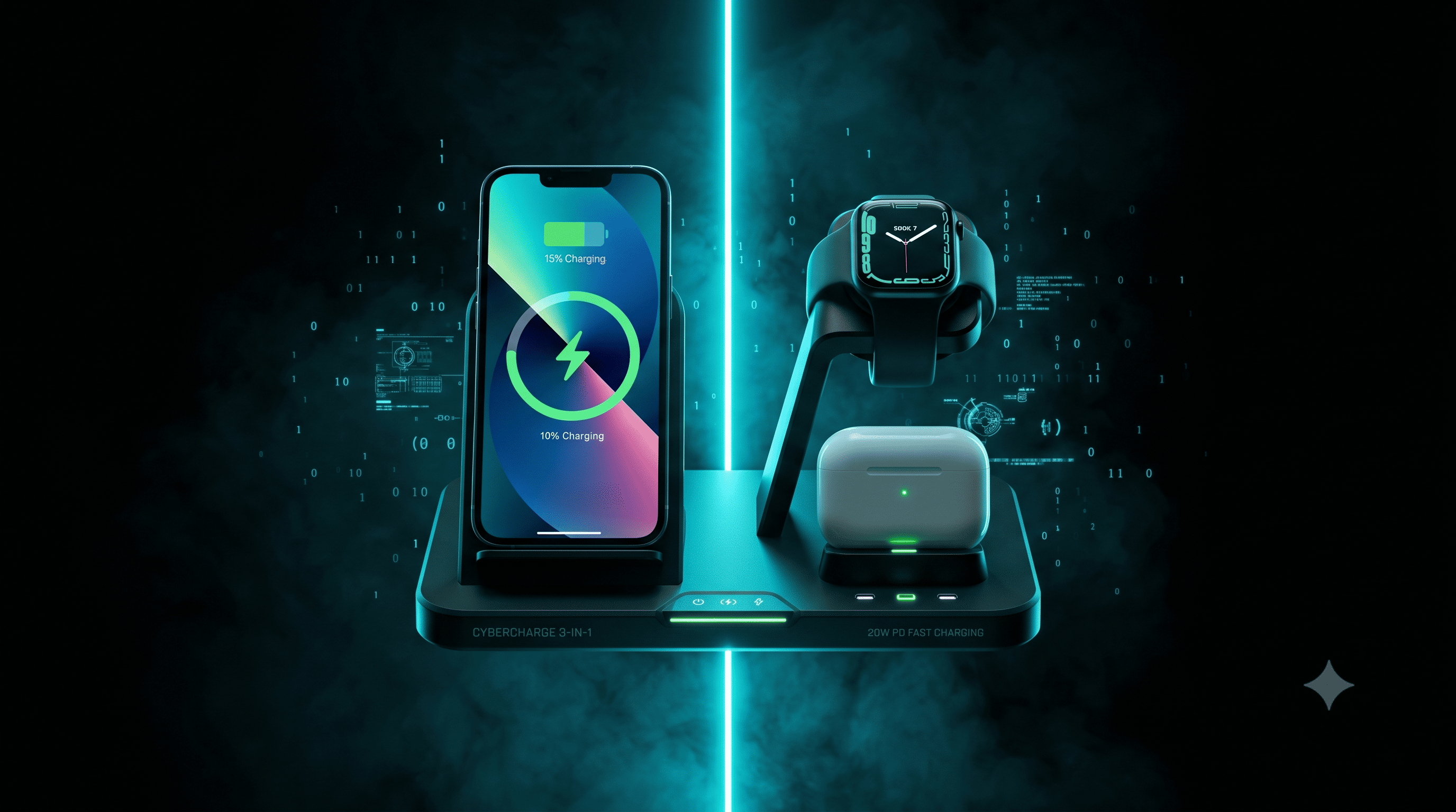 Бездротова док-станція 3-в-1 CyberCharge 20W